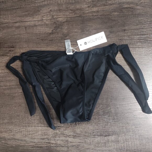 Holipick Black String Tie Side Bikini Bottom - Size XS - Picture 1 of 3